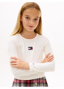 Langarmshirt Tommy Hilfiger, M&auml;dchen, Gr. 16 (176), ancient wei&szlig;, Single Jersey, Obermaterial: 98% Baumwolle, 2% Elasthan, unifarben, regular fit normal, Rundhals, eingesetzt abgesteppte Kante, Shirts Langarmshirt, Kinder bis 16 Jahre, mit Rundhalsausschnitt