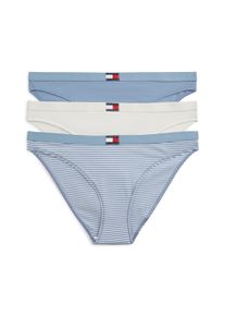 String "3 PACK THONG (EXT.SIZES)", Damen, Gr. XL (42/44), 3 Stk., mini stripe, ivory, brisk blau, Jersey, Obermaterial: 95% Baumwolle, 5% Elasthan, Tommy Hilfiger Underwear, k&ouml;rpernah, Unterhosen String, basic, elastischer Bund, unifarben
