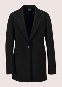 Madeleine Mode Jackenblazer MADELEINE "Jerseyblazer Eleganter Longblazer mit Stretch-Komfort", Damen, Gr. 34, schwarz, Obermaterial: 68% Viskose CV. 27% Polyamid PA. 5% Elasthan EL., Modern, Blazer Jackenblazer, Jersey-Qualit&auml;t
