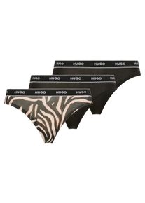 String HUGO UNDERWEAR "TRIPLET THONG DESIGN", Damen, Gr. XXL, 3 Stk., open miscellaneous 972, Jersey, Obermaterial: 95% Baumwolle, 5% Elasthan, Unterhosen String, wiederholendes Logo am Bund