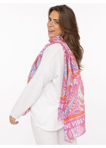 Modeschal Zwillingsherz "Paisley", Damen, pink, Kunstfaser, Modet&uuml;cher Modeschal, transparent, aquarell Print, Schriftzug