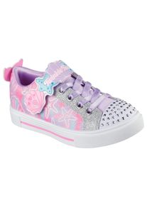 Sneaker Skechers "TWINKLE SPARKS", M&auml;dchen, Gr. 29, bunt (lavendel, multi), Lederimitat, Glitzer, kontrastfarbene Details, Schuhe Sneaker, Blink,-Schlupfschuh mit Glitzer+Strass, Gr&ouml;&szlig;enschablone zum Download