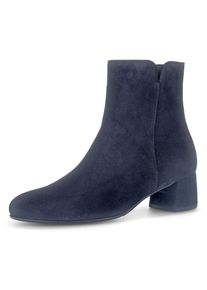 Stiefelette Gabor, Damen, Gr. 37, blau (nachtblau), Ziegenveloursleder, unifarben, Schuhe Stiefelette, Blockabsatz, Businesschuh, Ankleboots mit seitlicher Ziernaht