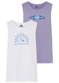 Tanktop Quiksilver "FREEDOM SHADE TANK PACK", Herren, Gr. L, wei&szlig;, purp, Obermaterial: 100% Baumwolle, Tops Tanktop, sportlicher Stil, f&uuml;r sportliche Aktivit&auml;ten, &auml;rmelloses Design