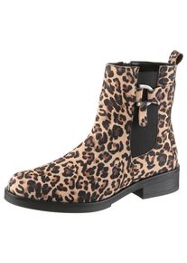 Chelseaboots Gabor, Damen, Gr. 43, leo, Elastischer Einsatz, Veloursleder, Schuhe Chelseaboots, Blockabsatz, Businessschuh, Stiefelette mit Schmuckelement