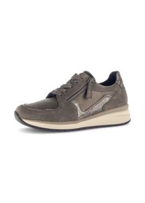 Keilsneaker Gabor "CAPRI", Damen, Gr. 39, beige (bronzefarben, taupe), Lederimitat, Veloursleder, metallic, Schuhe Keilsneaker, Freizeitschuh, Halbschuh, Schn&uuml;rschuh in Extraweite K