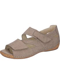 Waldl&auml;ufer Sandale WALDL&Auml;UFER "HELIETT", Damen, Gr. 4,5 (37,5), beige, Nubukleder, unifarben, Schuhe Sandale, Keilsandalette, Sommerschuh, Komfortschuh, Klettverschl&uuml;sse, H-Weite