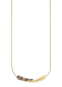 Kette mit Anh&auml;nger Firetti "Schmuck, Geschenk, Edelstahlkette gelbgoldfarben", gelbgoldfarben, kristallwei&szlig;, blau, hellblau, rot, gr&uuml;n, lila, Halsketten, Damen, Edelstahl, L: 47 B: 0,9mm, Kette mit Anh&auml;nger, mit Zirkonia (synth.), B:0,9mm