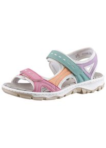 Riemchensandale Rieker, Damen, Gr. 39, bunt (multi), Nubuklederimitat, Textil, Schuhe Riemchensandale, Sommerschuh, Sandalette, Outdoorsandale mit Klett, Topseller