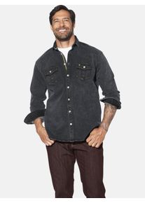 Jeanshemd Jan Vanderstorm "Jeanshemd OLAVIK", Herren, Gr. 4XL, weit, schwarz, Obermaterial: 70% Baumwolle CO. 28% Polyester COOLMAX PES(Coolmax). 2% Elasthan EL., Hemden Jeanshemd