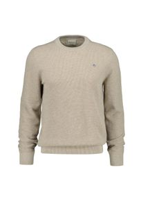Sweater Gant "Strickpullover MICRO TEXTURED COTTON C-NECK 1er Pack", Herren, Gr. XL, beige, Obermaterial: 100% Baumwolle CO., Sweatshirts Sweater