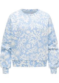 Rundhalspullover Ragwear "Sweater Wuss Print", Damen, Gr. L, blau (arctic blau), Obermaterial: 70% Baumwolle CO. 30% Polyester PES., Rundhals, &Auml;rmel ohne &Auml;rmelschlitz Rippb&uuml;ndchen, Pullover Rundhalspullover