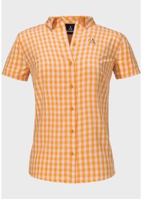 Sch&ouml;ffel Outdoorbluse SCH&Ouml;FFEL "Hiking CIRC Blouse Style Dalfoss WMS", Damen, Gr. 44, orange (5405, orange), Oberstoff: 100% Polyester, Basic, V-Ausschnitt, Blusen Outdoorbluse