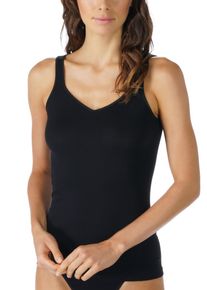 Tanktop Mey "Noblesse", Damen, Gr. 38, schwarz, Feinripp, Obermaterial: 100% Baumwolle, unifarben, schmal h&uuml;ftbedeckend, tiefer V-Ausschnitt, Tops Tanktop, schmale Passform, breite Tr&auml;ger, tiefer V-Ausschnitt