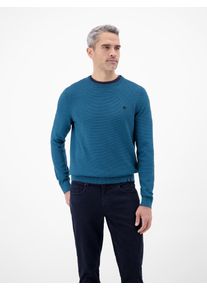 Strickpullover Lerros "Herren Strickpullover in Twist-Struktur", Herren, Gr. L, swedish blau, 100% Baumwolle, Rundhals, Pullover Strickpullover, Rundhalsausschnitt, weicher Stoff, lang&auml;rmlig, normale Passform