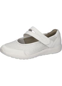 Waldl&auml;ufer Riemchenballerina WALDL&Auml;UFER "M-IRA Soft", Herren, Gr. 7 (40,5), wei&szlig;, silberfarben, Nappaleder, Textil, metallic, Basic, Schuhe Riemchenballerina, Slipper, Komfortschuh, Orthotritt-Funktion, Spezialweite M