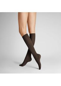 Kniestr&uuml;mpfe Hudson "Kniestrumpf Relax Cotton", Damen, Gr. 35-38, schwarz (braunmeliert 0763), Obermaterial: 97% Baumwolle CO. 3% Elasthan EL., Socken Kniestr&uuml;mpfe