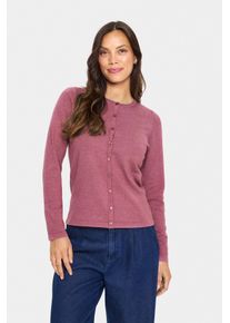 Strickjacke Saint Tropez "A8661, MilaSZ R-Neck Cardigan", Damen, Gr. XL, rot violet melange, Strick, Obermaterial: 80% Viskose, 20% Polyacryl, meliert, regular fit normal, Rundhals, Strickjacken Strickjacke, Viskosemischung, Classic fit