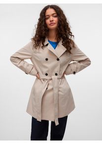 V&eacute;ro Moda Trenchcoat VERO MODA "VMCHELSEA OLIVIA TRENCHCOAT NOOS", Damen, Gr. S, beige (oatmeal), Twill, Obermaterial: 100% Polyester, unifarben, regular fit ca. Mitte Oberschenkel, mit Riegel, M&auml;ntel Trenchcoat, kurzer 2-Reiher mit abnehmbarem Bindeg&uuml;rtel