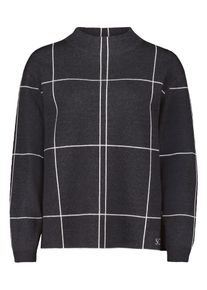 Strickpullover Betty Barclay "Strickpullover kariert", Damen, Gr. 48, grau (patch grau, beige), Obermaterial: 50% Viskose CV. 27% Polyamid PA. 23% Polyester PES., Pullover Strickpullover