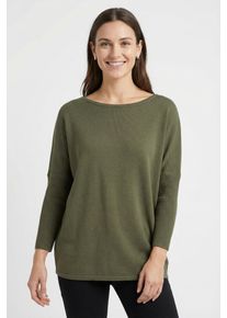 Strickpullover Freequent "FQJONE-PU", Damen, Gr. XL, gr&uuml;n (olive night), Strick, Obermaterial: 80% Viskose, 20% Polyamid, unifarben, l&auml;ssig geschnitten h&uuml;ftbedeckend, Rundhals, extrabreites B&uuml;ndchen, Pullover Strickpullover, mit 3/4 Armen