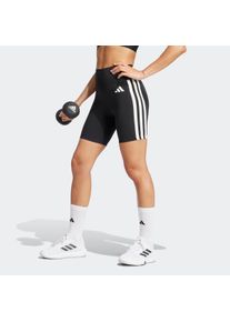 Shorts adidas Performance "OPTIME ESSENTIALS 3-STRIPES LEGGINGS", Damen, Gr. L, L&auml;nge 7, schwarz-wei&szlig; (schwarz, wei&szlig;, innenbeinl&auml;nge ca. 18 cm), Obermaterial: 85% Polyester, 15% Elasthan, Hosen Shorts