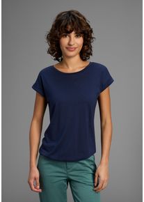 T-Shirt Flashlights, Damen, Gr. 40/42, blau (marine), Single Jersey, Obermaterial: 50% Baumwolle, 50% Modal, unifarben, Basic, figurbetont h&uuml;ftlang, Rundhals, angeschnitten, Shirts T-Shirt, Kurzarm, Saum mit Gummibund, Rundhalsausschnitt, Topseller