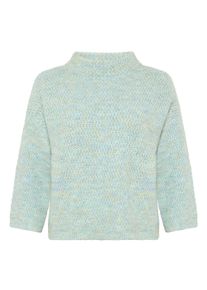 Strickpullover Cartoon "Strickpullover mit Stehkragen", Damen, Gr. 40, blau (light blau, cream), Obermaterial: 75% Polyester Pol. recyc.. 18% Polyamid PA. 6% Wolle WO. 1% Elasthan EL., Pullover Strickpullover