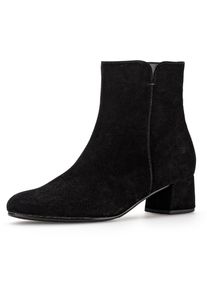 Stiefelette Gabor, Damen, Gr. 44, schwarz (schwarz 2), Ziegenveloursleder, unifarben, Schuhe Stiefelette, Blockabsatz, Businesschuh, Ankleboots mit seitlicher Ziernaht