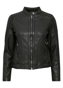 Lederjacke oxmo "Lederjacke OXDenise", Damen, Gr. 34, schwarz, Obermaterial: 100% Lederfaserstoff LEAFIBTEX., Jacken Lederjacke