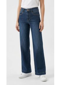 Stretch-Jeans MAC "RICH PALAZZO", Damen, Gr. 46, L&auml;nge 34, night blau netwash, Denim/Jeans, Obermaterial: 89% Baumwolle, 8% Polyester, 3% Elasthan, weit lang, Jeans Stretch-Jeans, Naht-Details an den Ges&auml;&szlig;taschen