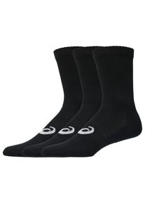 Laufsocken asics "3 PACK CREW SOCK", Damen, Gr. M (39/42), performance schwarz, Obermaterial: 70% Baumwolle, 16% Nylon, 11% Polyester, 3% sonstige Fasern, Socken Laufsocken, mit spezieller D&auml;mpfung, mit Mesh-Knit-Gewebe