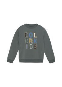 Sweater Color Kids "Sweater COSweat W. JR. Logo Print", M&auml;dchen, Gr. 116, gr&uuml;n (balsam gr&uuml;n), Obermaterial: 95% Baumwolle CO. 5% Elasthan EL., Sweatshirts Sweater