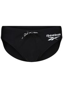 Badeslip Reebok "Wells", Herren, Gr. M, N-Gr, schwarz, Microfaser, Obermaterial: 80% Polyamid, 20% Elasthan. Futter: 100% Polyester, unifarben, Badehosen Badeslip, mit Kordel, mit Logoschriftzug, kurz, basic, bequem, schnell trocknend