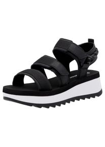 Plateausandale RIEKER SPORT "Adelaide", Damen, Gr. 41, schwarz, Leder, Textil, unifarben, Schuhe Plateausandale, Sommerschuh, Outdoorsandale, Sandalette mit Klettverschl&uuml;sse