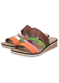 Pantolette Rieker, Damen, Gr. 40, braun multi, Lederimitat, mehrfarbig, Schuhe Pantolette, Keilabsatz, Sommerschuh, 150 Jahre Rieker Jubil&auml;umsartikel