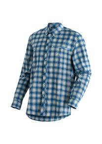 Funktionshemd Maier Sports "Kasen L/S M", Herren, Gr. 46, Normalgr&ouml;&szlig;en, blau, 97% Polyester, 3% Elasthan, Hemden Funktionshemd, Herren Hemd langarm, karriertes Freizeithemd, Langarmhemd, Regular Fit