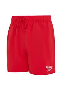 Badeshorts Reebok "Yale", Herren, Gr. L, N-Gr, rot (vector rot), Microfaser, Polyester, clean, unifarben, Badehosen Badeshorts, mit Kordelzug und elastischem Bund, mit Logo, basic