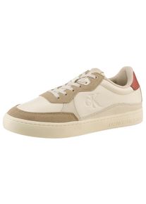 Plateausneaker Calvin Klein Jeans "CLASSIC CUPSOLE MG WMM", Herren, Gr. 45, wei&szlig; (wei&szlig;, rot), Leder, Lederimitat, unifarben mit Farbeinsatz, Schuhe Plateausneaker, Freizeitschuh, Halbschuh, Schn&uuml;rschuh mit seitlichem CK-Logo