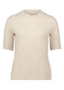 Rundhalsshirt Betty Barclay "Strukturshirt mit Stehkragen", Damen, Gr. 48, beige, Obermaterial: 60% Baumwolle CO. 30% Polyamid PA. 10% Elasthan EL., Shirts Rundhalsshirt