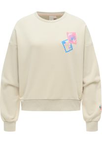 Rundhalspullover Ragwear "Sweater Wuss PP", Damen, Gr. L, beige (ecru), Obermaterial: 70% Baumwolle CO. 30% Polyester PES., Rundhals, &Auml;rmel ohne &Auml;rmelschlitz Rippb&uuml;ndchen, Pullover Rundhalspullover