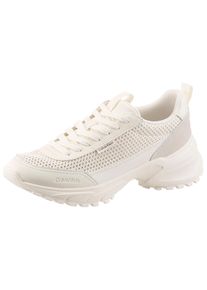 Plateausneaker Calvin Klein "HIKE RUNNER LACEUP MESH", Damen, Gr. 35, creme, Lederimitat, Textil, Mesh, unifarben, Basic, Schuhe Plateausneaker, Chunky Sneaker, Halbschuh, Freizeitsneaker mit Profilsohle