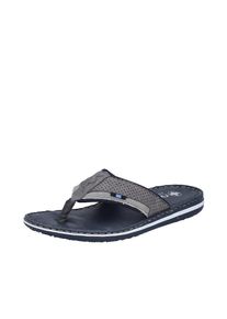 Zehentrenner Rieker, Damen, Gr. 46, grau, Lederimitat, Textil, Schuhe Zehentrenner, Sommerschuh, Strandschuh mit weicher Leder-Innensohle