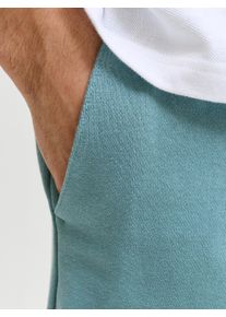 Jack & Jones PlusSize Sweatshorts "JPSTGORDON COLLEGE SWEAT SHORTS MI PLS", Damen, Gr. 42 (4XL), N-Gr, mineral blau, angeraute Sweatware, Obermaterial: 80% Baumwolle, 20% Polyester, JACK & JONES PLUSSIZE, unifarben, regular fit, Hosen Sweatshorts