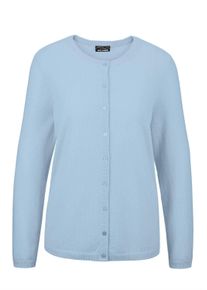 Strickjacke GOLDNER "Kaschmirstrickjacke mit Rundhalsausschnitt", Damen, Gr. 54, blau (hellblau), Obermaterial: 100% Kaschmir WS., normales B&uuml;ndchen, Strickjacken Strickjacke, Ohne