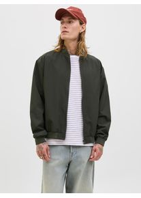 Jack & Jones Bomberjacke JACK & JONES "JJECHARGE BOMBER JACKET NOOS", Herren, Gr. L, gr&uuml;n (rosin), Web, Obermaterial: 100% Polyester, unifarben, regular fit taillenbedeckt, ohne Ausschnitt, Rippb&uuml;ndchen, Jacken Bomberjacke, mit Rippb&uuml;ndchen