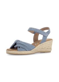 Keilsandalette Gabor "Athen", Damen, Gr. 38, jeansblau, Ziegenveloursleder, unifarben, Schuhe Keilsandalette, Plateau, Sommerschuh in Bequemweite G (=weit)