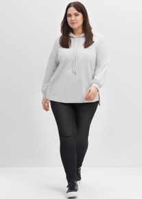 Schlupfjeans sheego, Damen, Gr. 46, Normalgr&ouml;&szlig;en, schwarz (schwarz denim), 76% Baumwolle, 22% Polyester, 2% Elasthan, unifarben, lang, Jeans Schlupfjeans