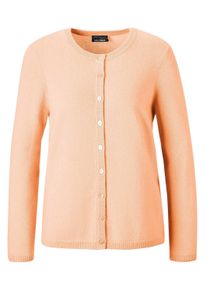 Strickjacke GOLDNER "Kurzgr&ouml;&szlig;e Kaschmirstrickjacke mit Rundhals", Damen, Gr. 25, orange (pfirsich), Obermaterial: 100% Kaschmir WS., normales B&uuml;ndchen, Strickjacken Strickjacke, Ohne