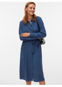 V&eacute;ro Moda Midikleid VERO MODA "VMESME LS CALF SHIRT DRESS WVN GA", Damen, Gr. M, N-Gr, schwarz denim, Web, Obermaterial: 100% Polyester, unifarben, regular fit Midi, Kleider Midikleid, Sommerkleid